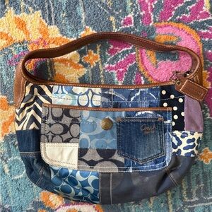 Coach Patchwork Shoulder Bag - Blue, Brown, and Purple